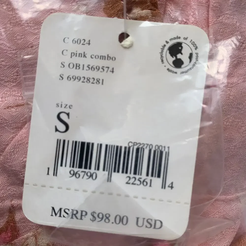 NWT Free‎ People Hilary Printed Top in Pink Combo